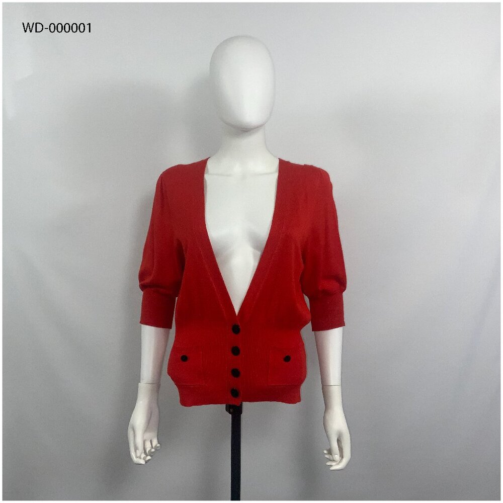 Kenneth Cole New York Red Kasper Women Cardigan Sweater Red 3/4 Sleeve Size L